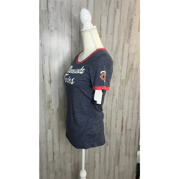 NWT Women's Minnesota‎ Twins Blue Ringer T-Shirt Size XS Short Sleeve Casual - Picture 4 of 5